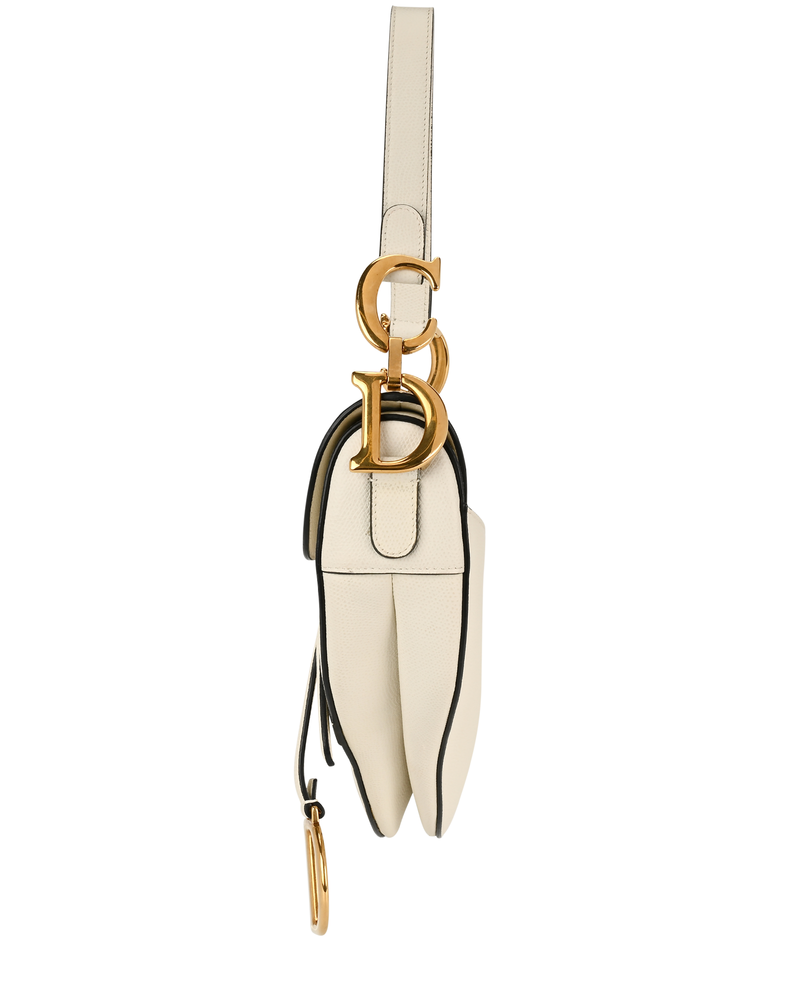 Medium Saddle Bag, &pound;1,800, Handbags, Cream, Leather, Bottom view